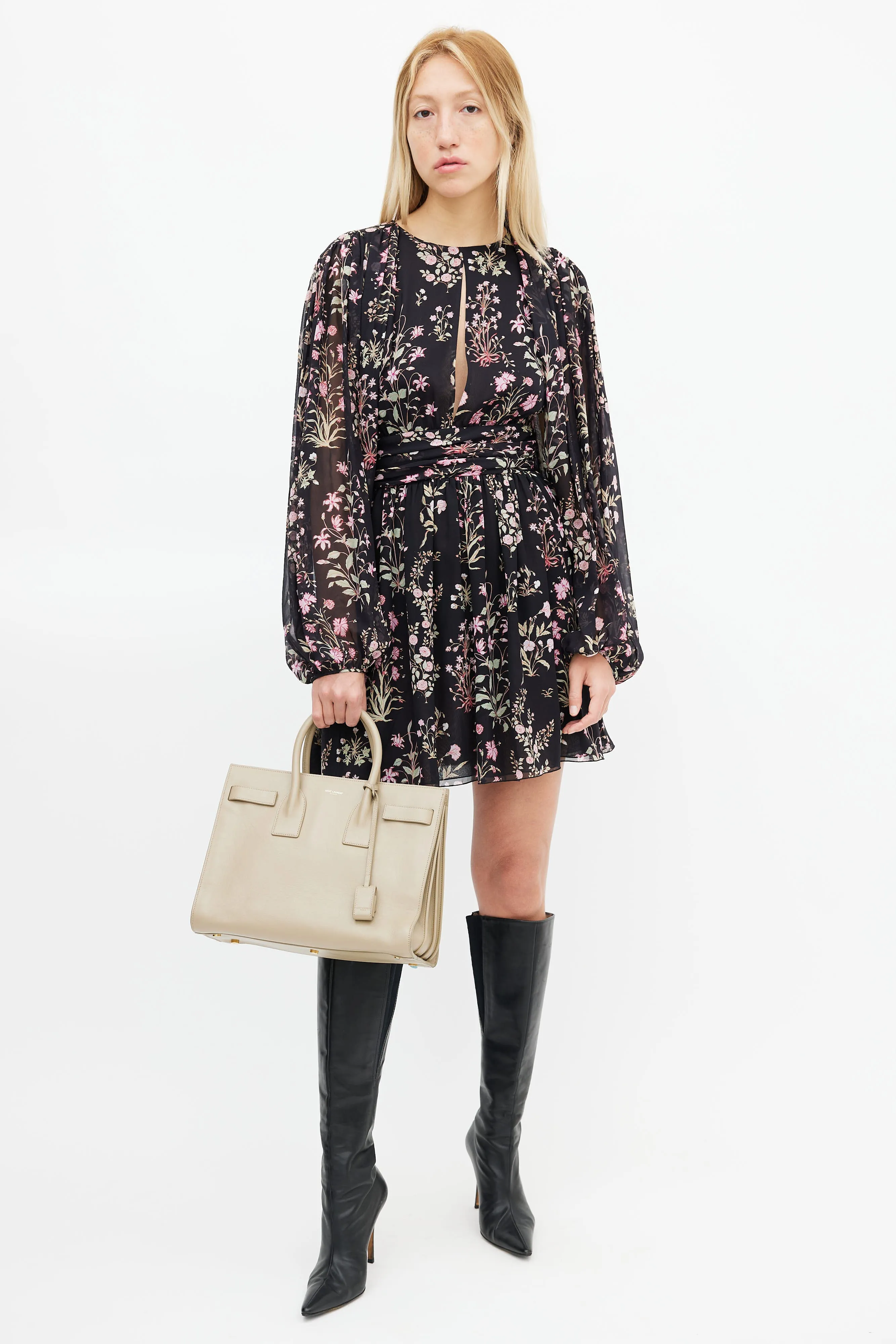 Taupe Leather Sac Du Jour Bag