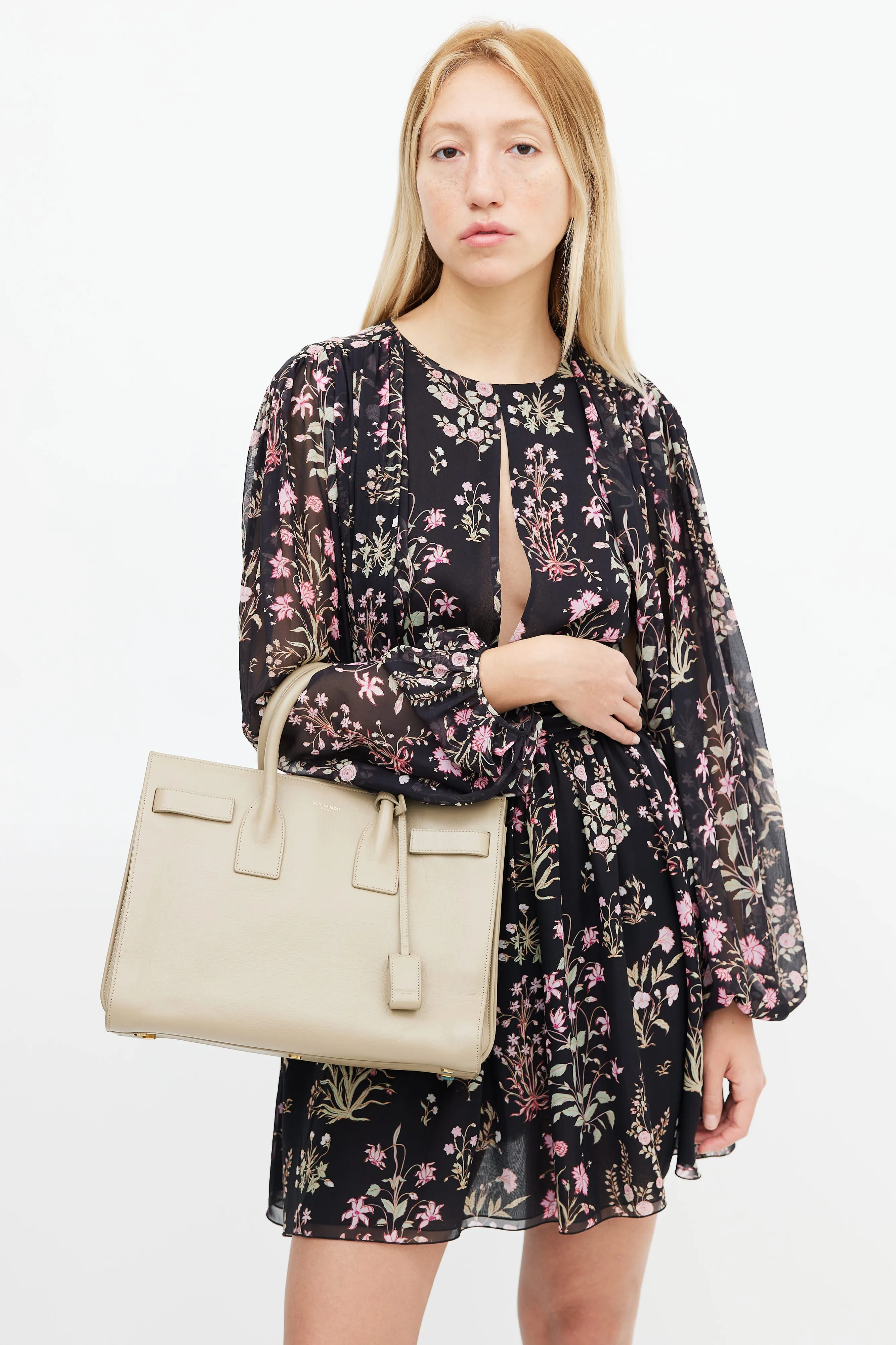 Taupe Leather Sac Du Jour Bag