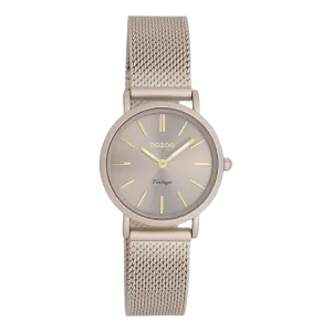 Taupe OOZOO watch with taupe metal mesh bracelet - C20339