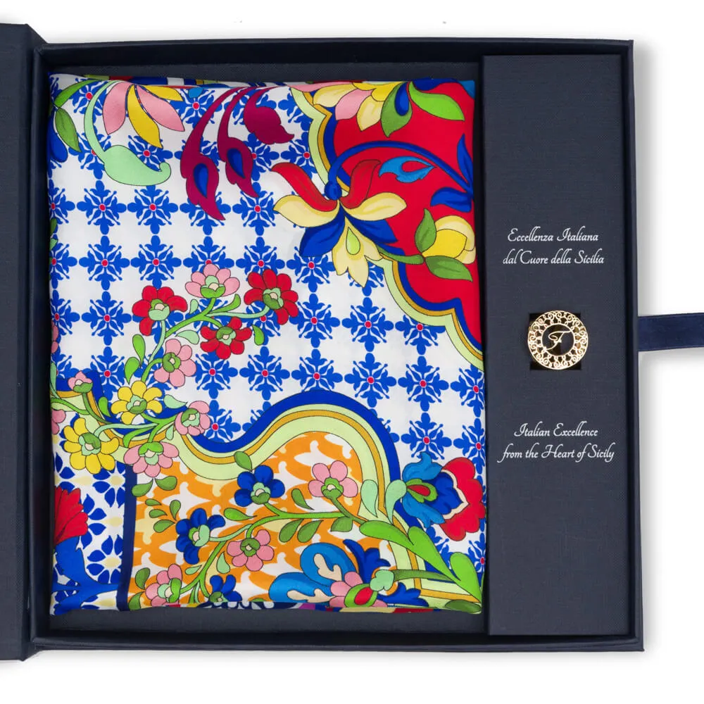 Tauromerion Multicolour Silk Twill Scarf and Ring