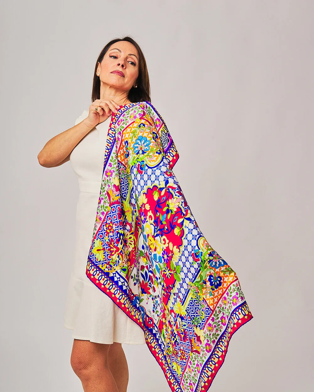 Tauromerion Multicolour Silk Twill Scarf and Ring