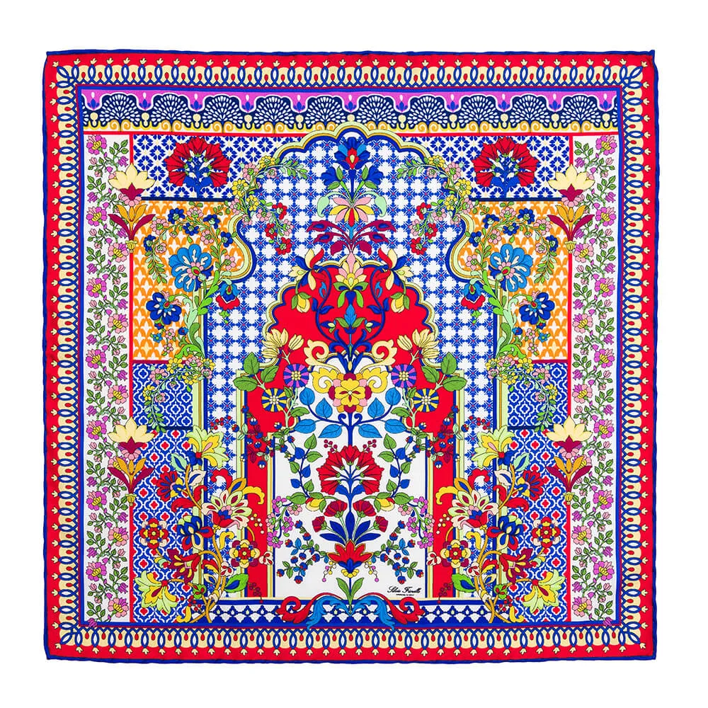 Tauromerion Multicolour Silk Twill Scarf and Ring