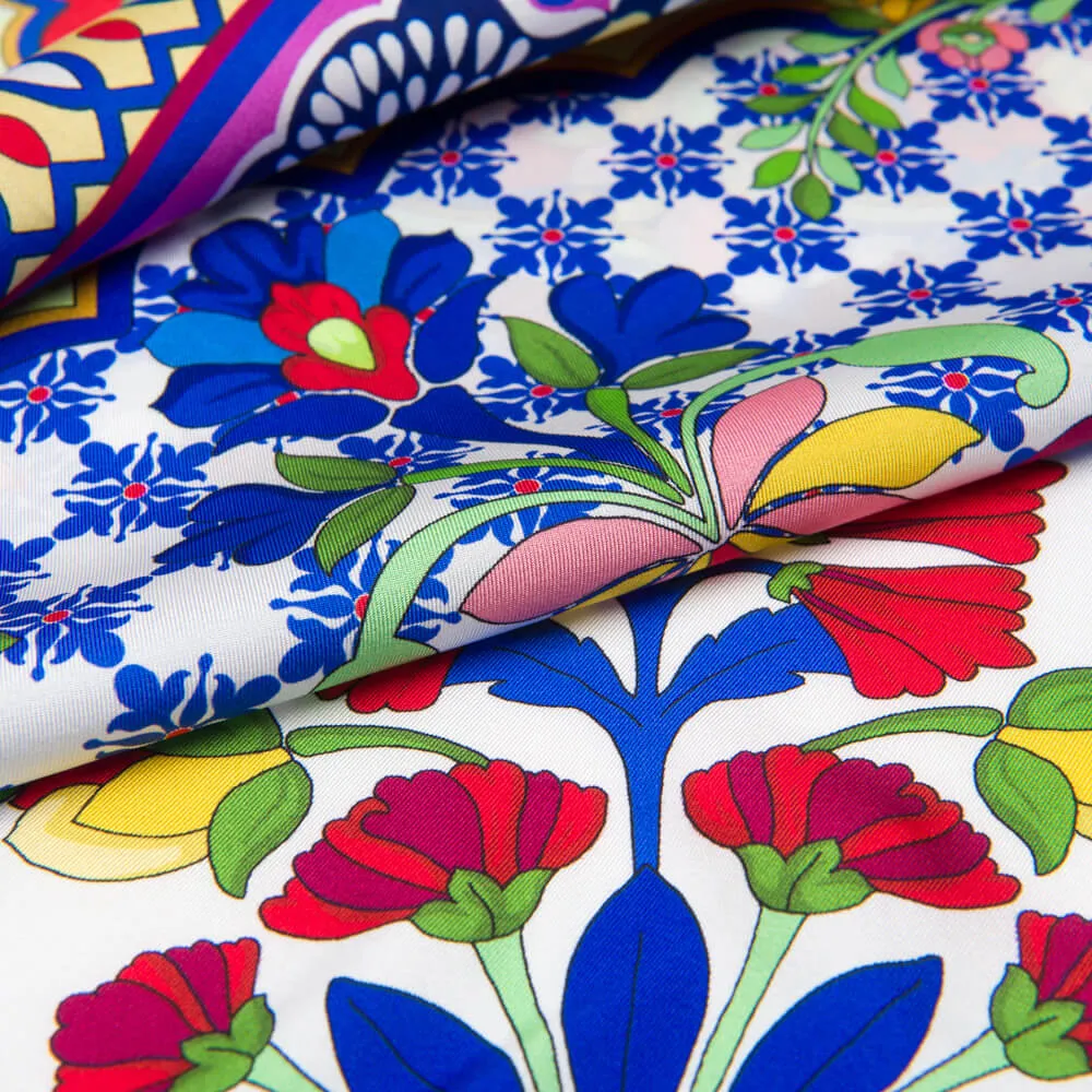 Tauromerion Multicolour Silk Twill Scarf and Ring