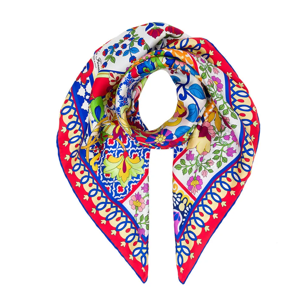 Tauromerion Multicolour Silk Twill Scarf and Ring
