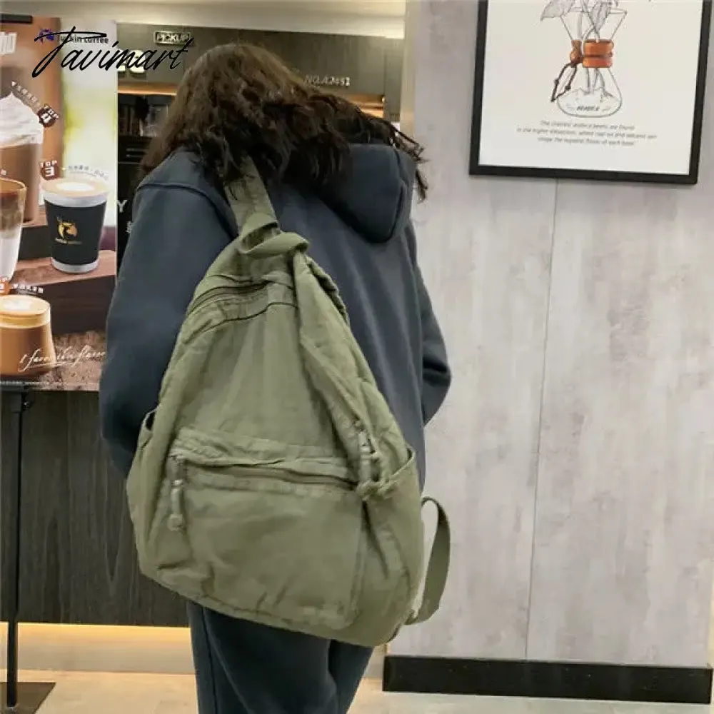 TAVIMART -  Vintage Backpack for Women Preppy Style Canvas Women Rucksack Zipper Casual Medium-Capacity European-American Style Female Bag