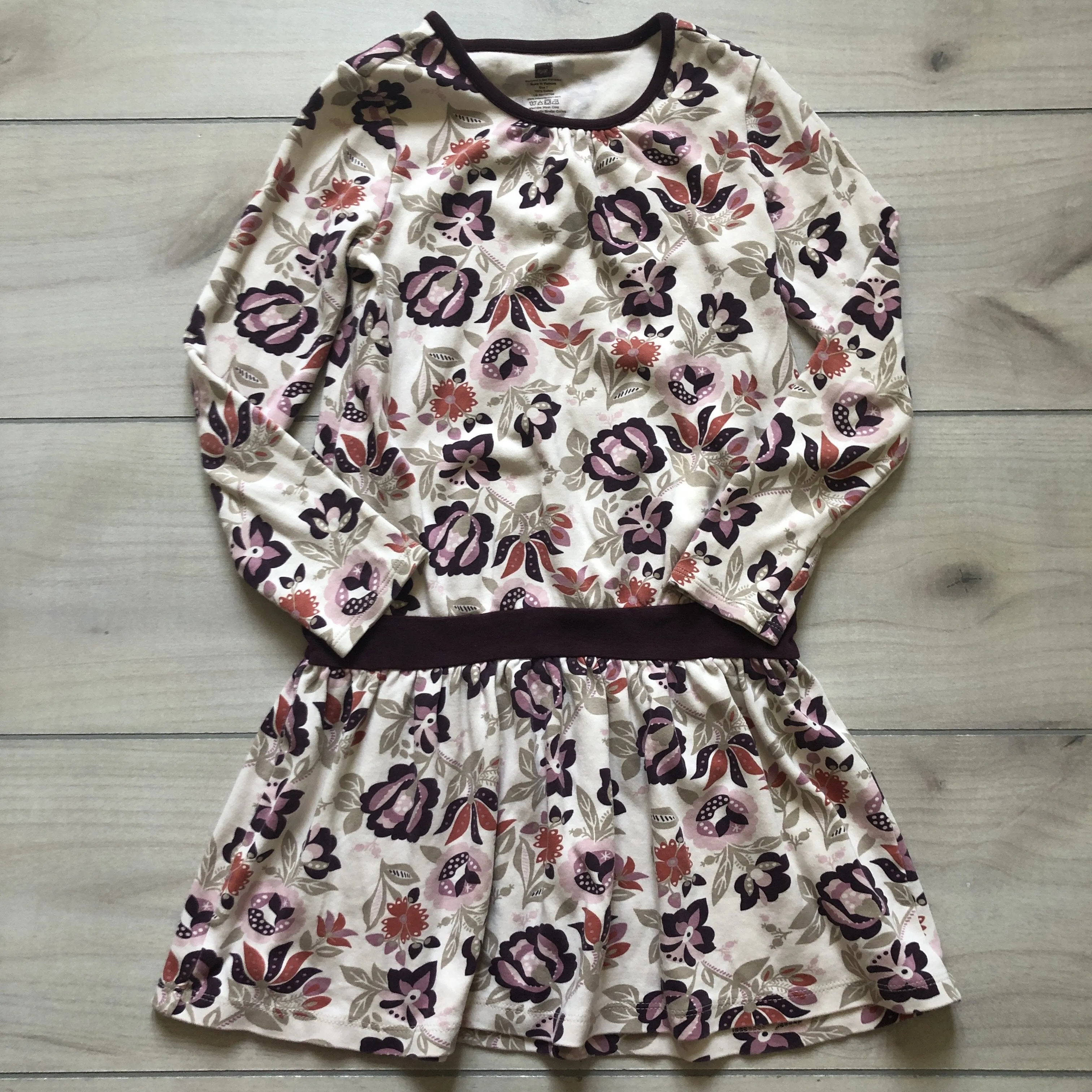 Tea Collection Cream & Plum Cotton Dress