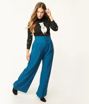 Teal High Waist Pants