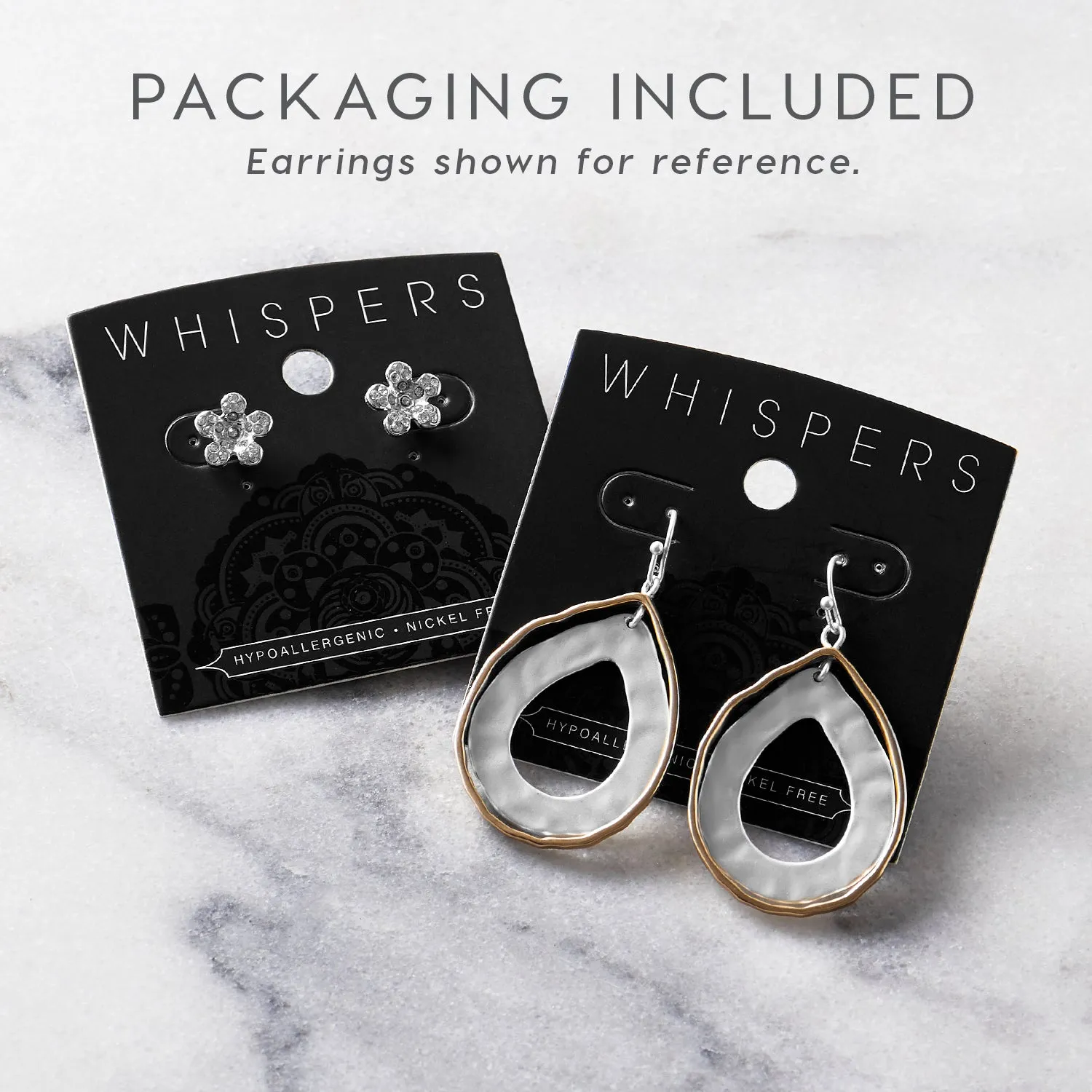 Teardrop w/ Black Stone Stud Earrings - Silver