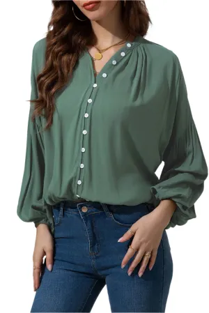 TEEK - Button Up Balloon Sleeve Shirt