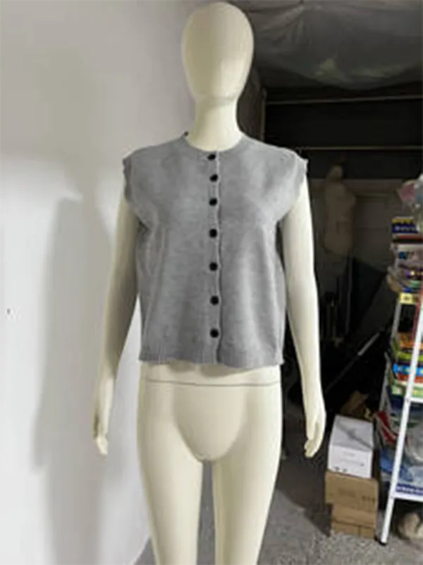 TEEK - Knitted Single-Breasted Knitted Cardigan Sleeveless Top