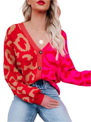 TEEK - Street Leopard Print Oversized Knit Cardigan