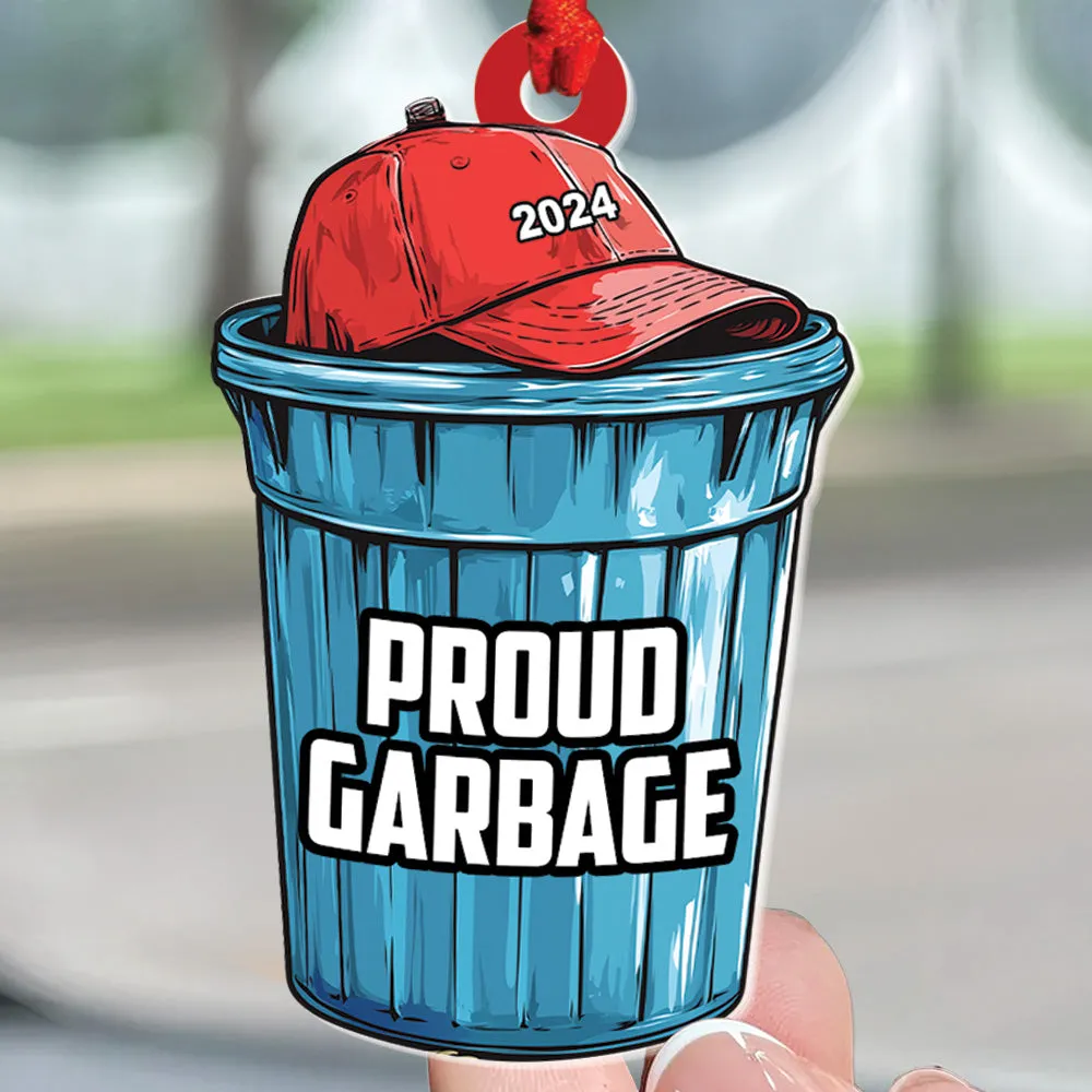 Teesdily | Proud Garbage Ornament Christmas 2024, Christmas Light Trash Bag Ornament, Garbage Bin Christmas Truck Keepsake Gift
