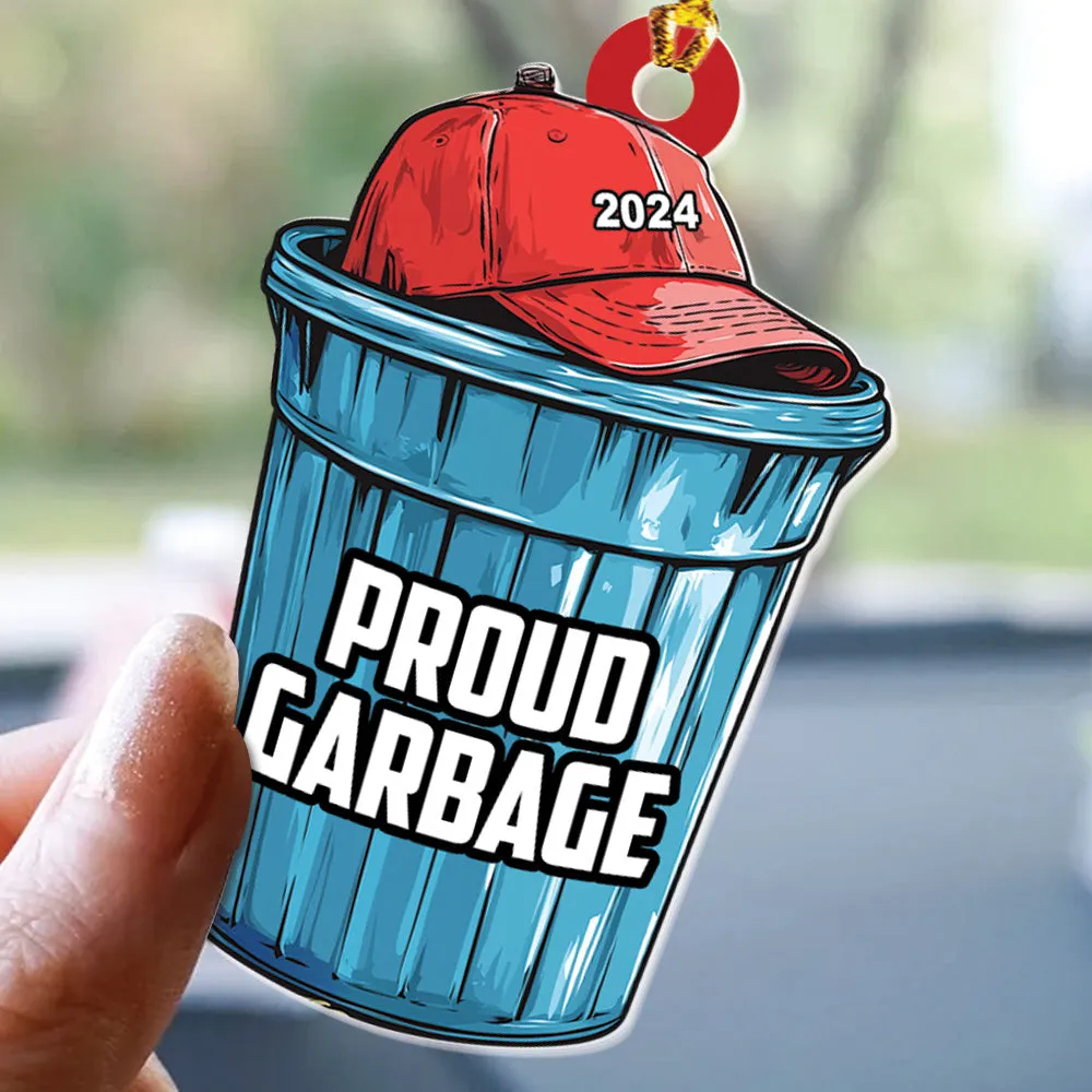 Teesdily | Proud Garbage Ornament Christmas 2024, Christmas Light Trash Bag Ornament, Garbage Bin Christmas Truck Keepsake Gift