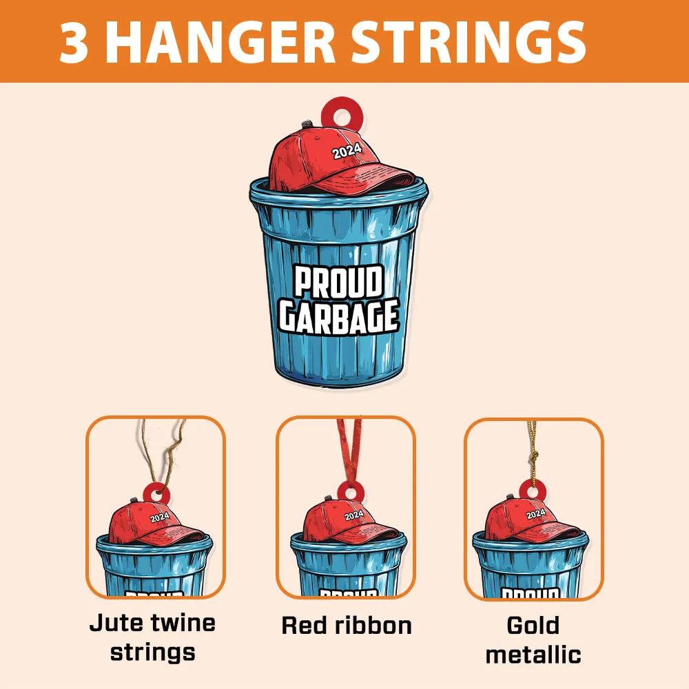 Teesdily | Proud Garbage Ornament Christmas 2024, Christmas Light Trash Bag Ornament, Garbage Bin Christmas Truck Keepsake Gift
