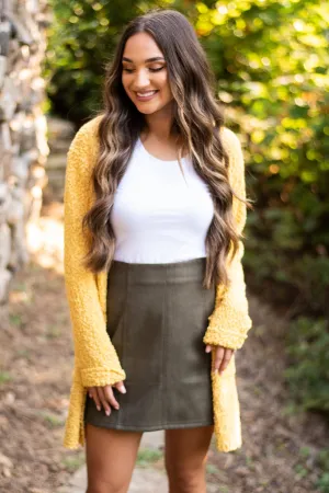 Tell Somebody Light Mustard Yellow Popcorn Cardigan