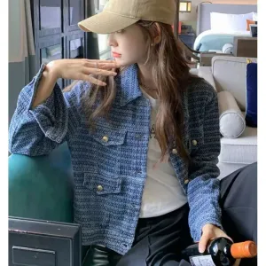 Temperament, Small Fragrance Style Jacket Fashionable New Style Design Sense Woven Denim Jacket Lapel Loose Retro Jacket Women