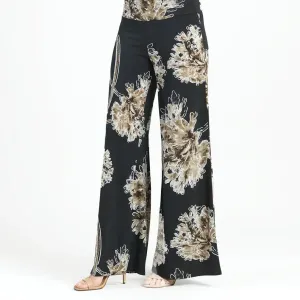 Textured Palazzo Pant - Mum Blossom: Black/Taupe