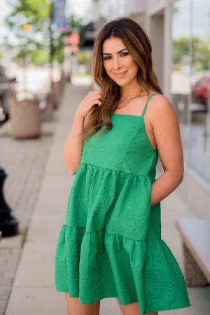 Textured Tiered Tank Dress