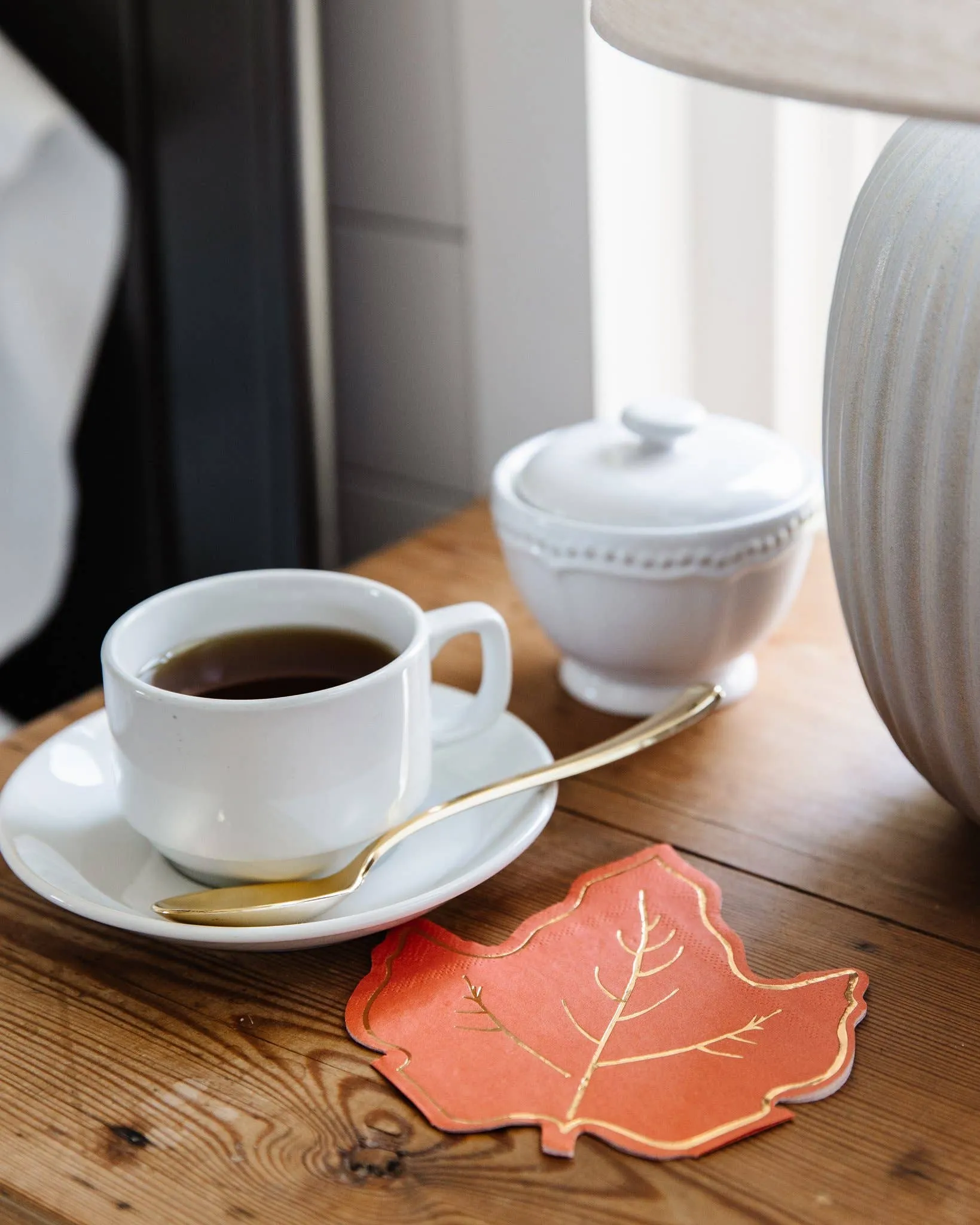 Thanksgiving Maple Leaf Cocktail Napkins, 5" x 5.5" Orange and Gold Foil Napkins, Part of the My Mind's Eye Harvest Collection