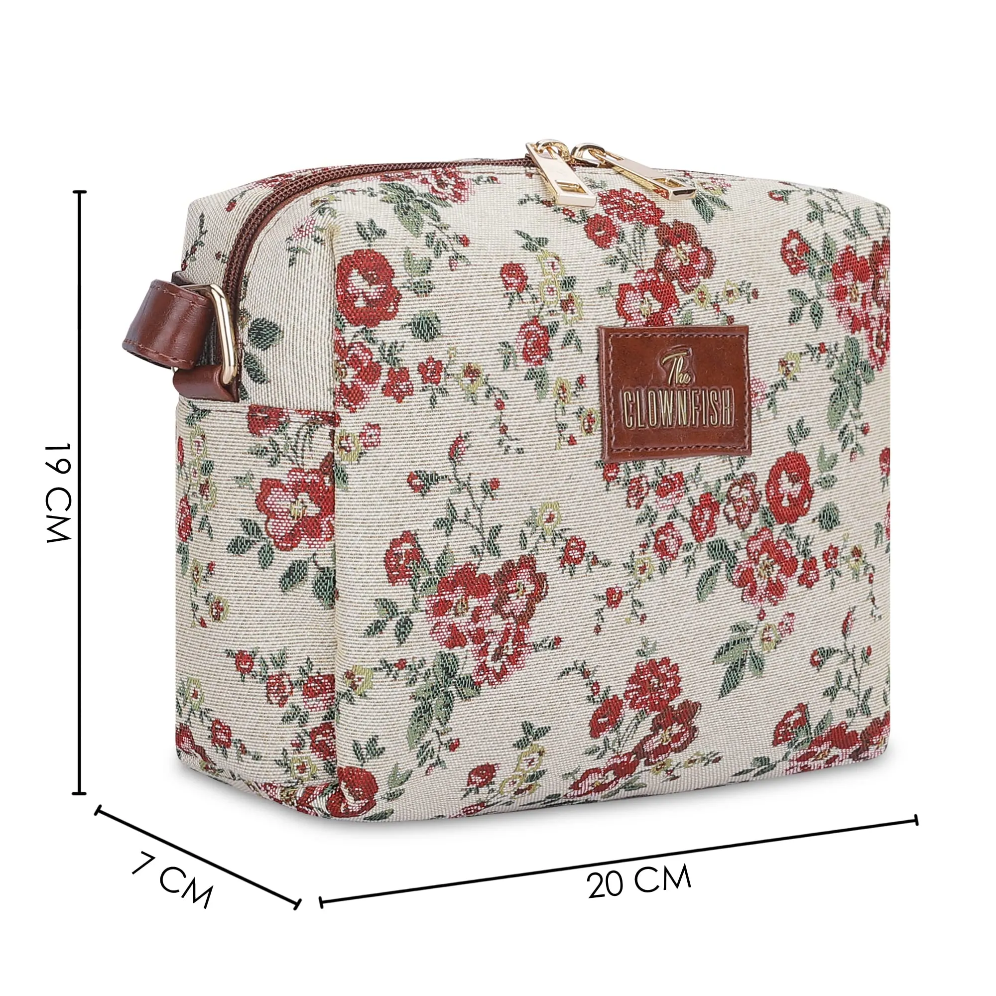 THE CLOWNFISH Adelina Series Sling for Women Faux Leather Casual Ladies Single Shoulder Bag For Women Crossbody Bag for College Girls (White-Floral)