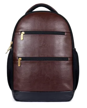 THE CLOWNFISH Jovial 27 litres Faux Leather 15.6 inch Laptop Backpack | Laptop Bag | Travel Backpack | Casual Backpack | School Bag (Brown)
