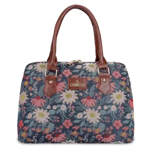 THE CLOWNFISH Montana Series Handbag for Women Office Bag Ladies Purse Shoulder Bag Tote For Women College Girls (Purple-Floral)