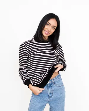 The Crewneck Sweatshirt in Natural Stripe