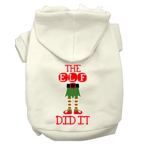 The Elf Did It Screen Print Dog Hoodie Cream Xxl
