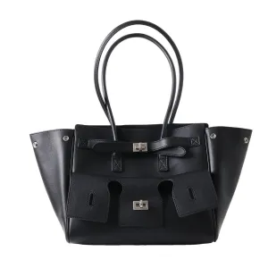 The Emmy | Luxury Black Leather Tote Bag – Elegant & Spacious