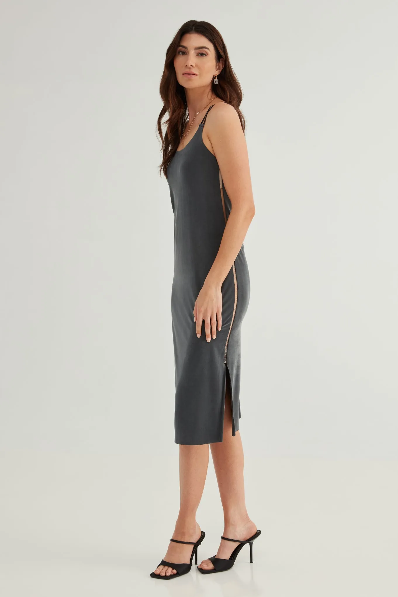 The Foundation Cami: Midi Dress - Flow Cupro - Ink