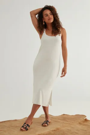 The Foundation Cami: Midi Dress - Flow Cupro - Salt