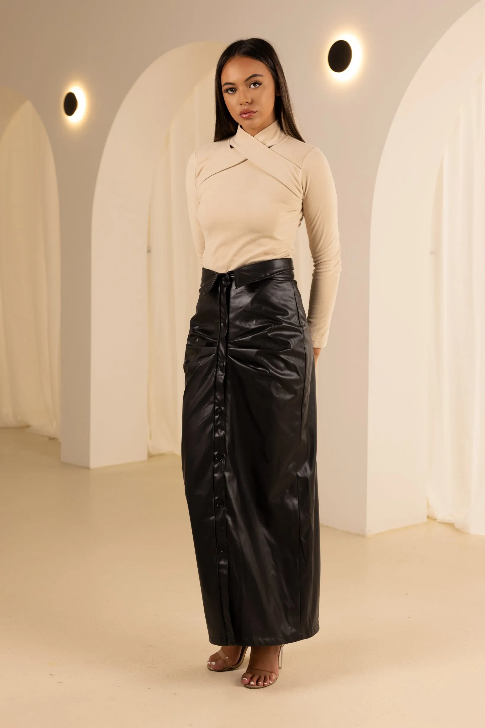 The Grand Esther Leather Skirt