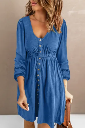 The Magic Dress Scoop Neck Empire Waist Long Sleeve Mini Dress