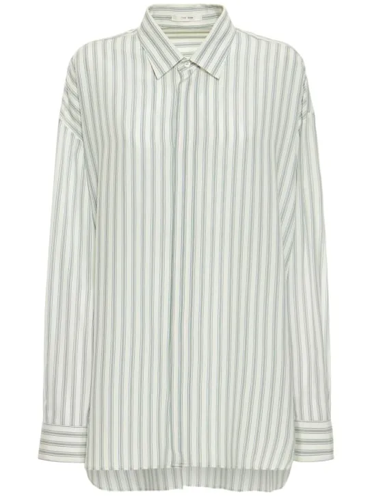 The Row   Sisca striped long silk shirt 