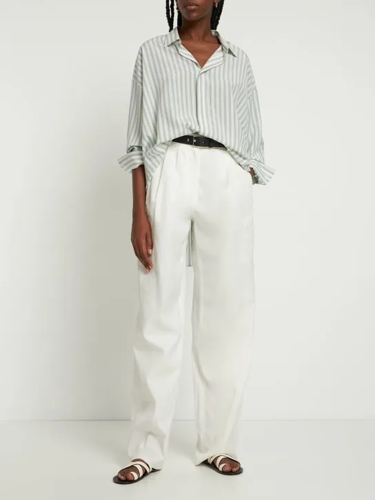 The Row   Sisca striped long silk shirt 