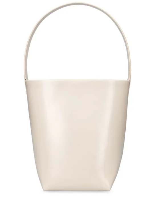 The Row   Small N/S Park shiny leather tote bag 
