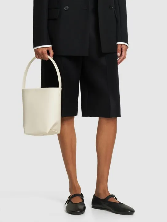 The Row   Small N/S Park shiny leather tote bag 