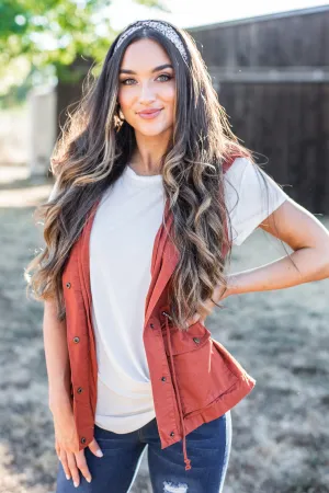 The Time Is Now Rust Orange Utility Vest