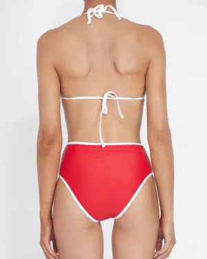 The Waisted Duo Pant - Red & White Contrast