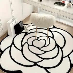Thickened Fluffy Area Rug, Soft Imitation Cashmere Flower Carpet for Irregular Lounge, Washable and Suitable for Home Dressing Room and Plush Carpet