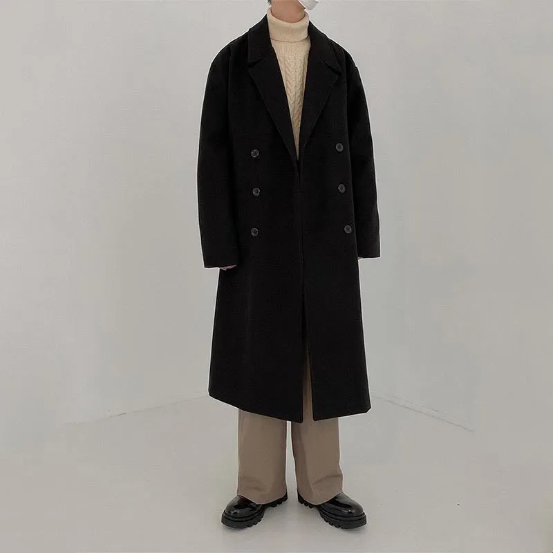 Thickened Mid-length Double-breasted Woolen Coat