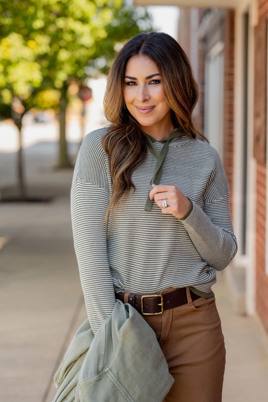 Thin Scalloped Stripes Hoodie