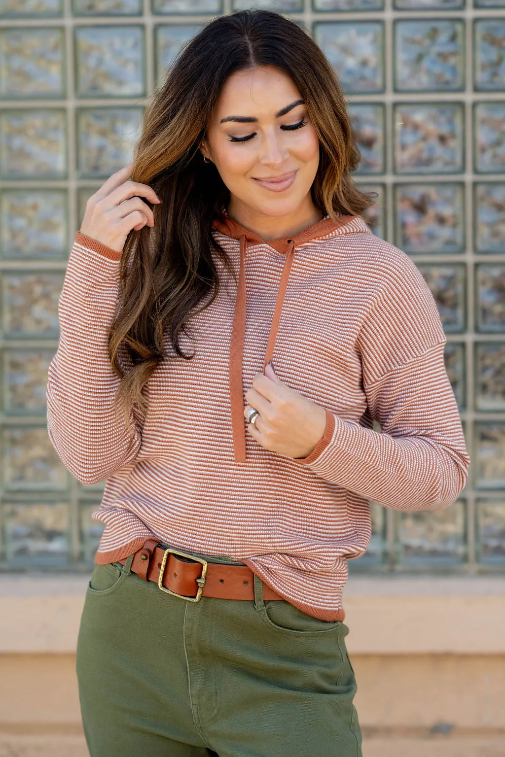 Thin Scalloped Stripes Hoodie