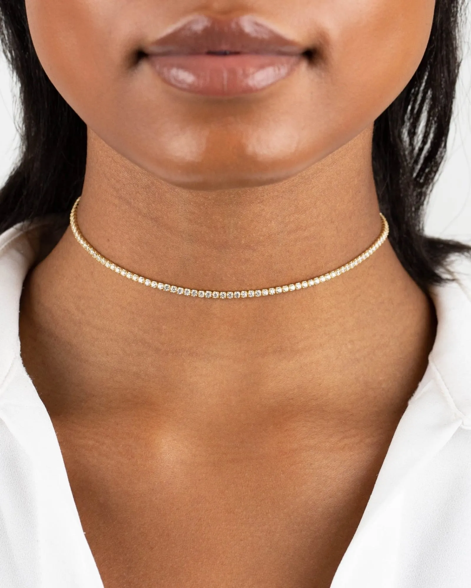 Thin Tennis Choker Silver One Size | Silver