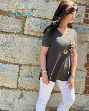 Tickle  Me Wild Leopard Pocket Tee Plus
