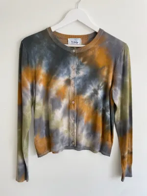 Tie Dye Button- Up Crew Neck Cardigan