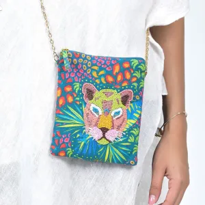 TIGER FACE SLING BAG - TEAL BLUE