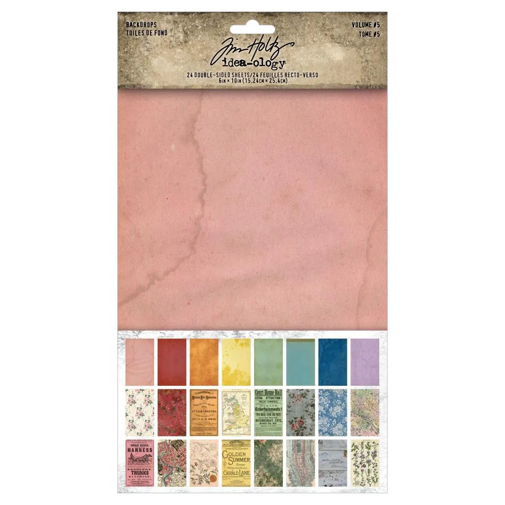 Tim Holtz Idea-Ology Backdrops Double-Sided Cardstock 6"X10" (24-pack) Volume #5