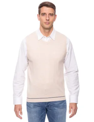 Tocco Reale  Gift Packaged Men's Cashmere Blend Sweater Vest - Stone