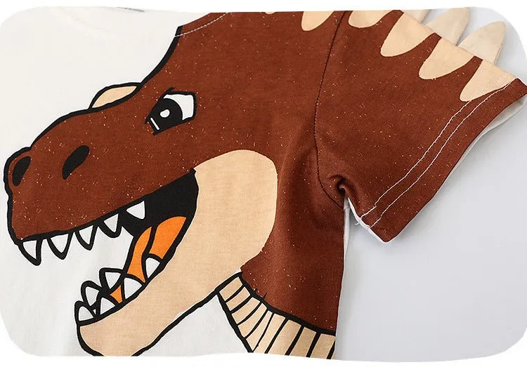 Toddler Boy 3D Cartoon Dinosaur Design T-shirt with Shorts Set